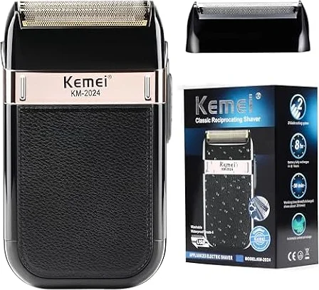 KEMEI Rasoio a Lamina per Uomini, Rasoio Elettrico Impermeabile, Rasoio Ricaricabile Senza Fili, Lamina per Trimmer Rasoio Lavabile per Cura Personale, Regali per la Festa Del Papà